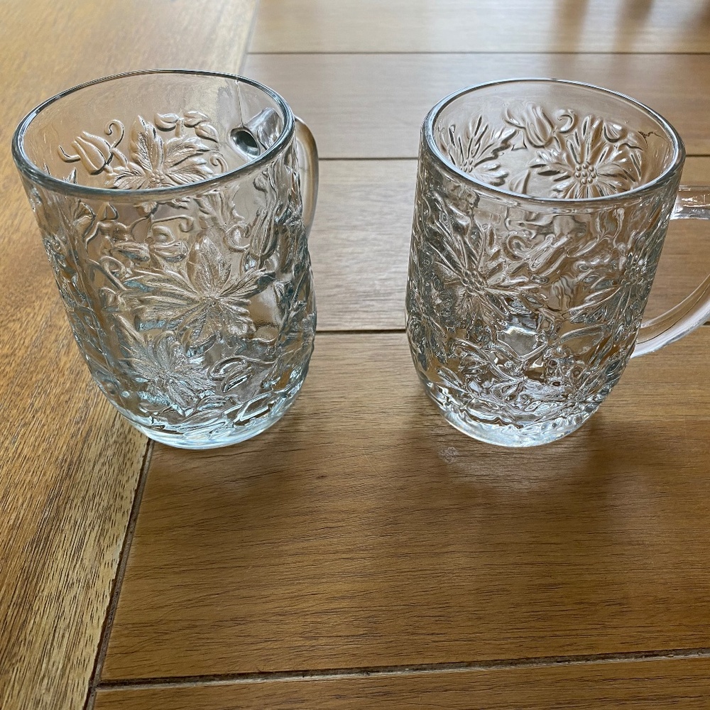 Princess House Fantasia Crystal Coffee Mugs / Cups Set